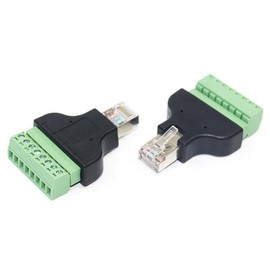 Jienk 2Pcs RJ45 Male to 8 Pins Screw Terminal Block Adapter for Cat7 Cat6 Cat5 Ethernet Extender CCTV UTP Digital DVR Internet,RJ45 8P8C Plug to 8pins Terminal Connector
