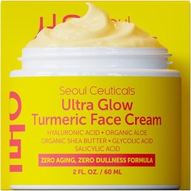 SeoulCeuticals Korean Skin Care Ultra Glow Turmeric Face Cream 2oz | Turmeric Moisturizer for Dull Dry Skin & Dark Spots, K Beauty Glass Skin Glow