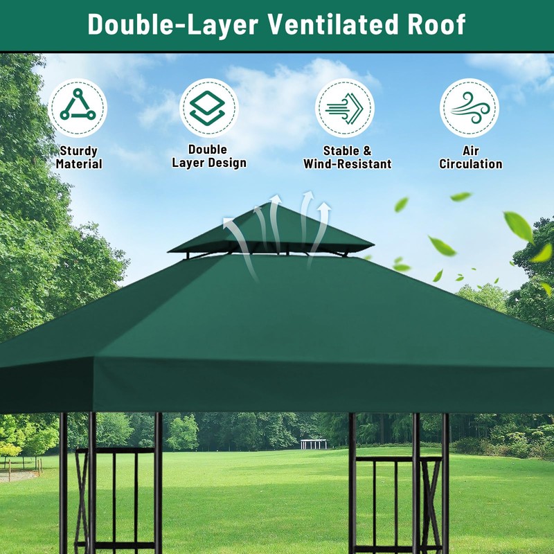 10x10 Canopy Replacement top Double Tiered Polyester Replacement Canopy for
