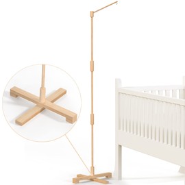 FEISIKE FEISIKE Baby Crib Mobile Arm, 57.4 Inch Mobile Arm for Crib Wooden Nursery Decor Hanger,Holder for DIY Mobile Baby Girl Boy,Hanging Attachment Set Upgrade Floor Stand