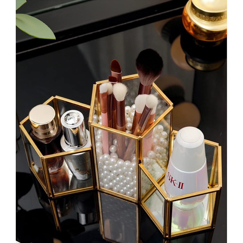 HARLIANGXY Makeup Brush Holder Glass Cosmetic Organiser Makeup Brush Storage