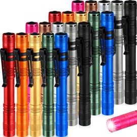 Hortsun 20 Pcs Mini Pen Light Flashlights Pocket Flashlights Pen with Clip Small LED Handheld Slim Torches for Christmas Gift Without Battery (Multicolor,5.12 Inch)