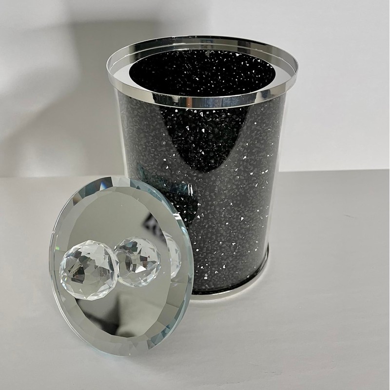 SVRCK Exquisite Glass Canister with Gift Box, Elegant Black Design,