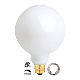 CRLight 12W Dimmable LED Large Globe Bulb 5000K Daylight White Glow, 80W Equivalent 800Lumen, E26 Base Antique Edison G125 Large Milky Pearl Glass LED Filament Light Bulbs, Smooth Dimming Version
