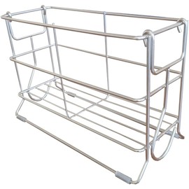 Large Wooden Workshop Bathroom 2-Way Bottle Rack, Silver, Approx. 10.4 x 4.7 x 12.8 inches (26.5 x 12 x 32.5 cm)