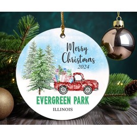 Evergreen Park Ornaments Evergreen Park IL Illinois Souvenirs Hometown Christmas Ornament Tree 2024