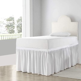 COTTON SHEET - Bed Skirt for Dorm Room, Ruffled Dorm Sized Bed Skirt Three Fabric Sides College Dorm Bed Skirt - White - Twin XL - 32 Inch Drop, White Solid, Twin-XL-32In Drop