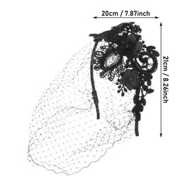 Yolev Bridal Wedding Veil Vintage Fascinator Mesh Lace Headband Tea Party Headwear with Veil Cocktail Tea Party Headwear for Girls and Women (Black)