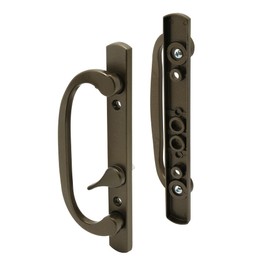 Prime-Line C 12807 Mortise Style Sliding Patio Door Handle Set - Replace Old or Damaged Door Handles Quickly and Easily – Bronze Diecast, Non-Keyed, Fits 3-15/16” Hole Spacing (1 Set)