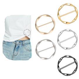 5PCS Silk Scarf Ring Clip T-shirt Tie Clips for Women scarf rings and slides Fashion Metal Circle Buckles for Women's Clothing shirt clips Versatile Clothing Wrap Holders with Round Circle Buckles