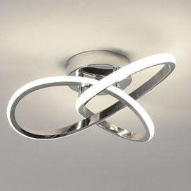 Comely LED Ceiling Light, 30 W, 3300 lm, Ceiling Lamp, 4500K Neutral White Light, Creative Flower Shape, Acrylic LED Ceiling Light for Bedroom, Living Room, Dining Room, Hallway, Silver