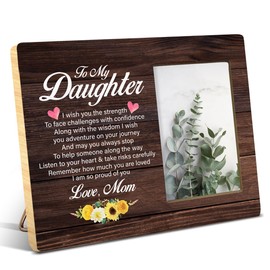 NGAEAK Daughter Gifts From Mom, Rustic to My Daughter Wood Picture Frame with Quotes, Birthady Christmas Graduation Gifts for Daughter, Display Photo 4 x 6 Inch