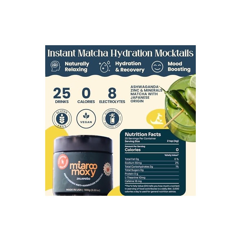Miaroo Mocktail Picante Con Ashwagandha Y Matcha Adaptógenos Y Nootrópicos