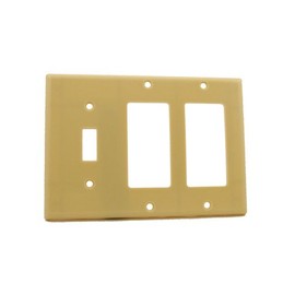 Leviton 3-Gang 1-Toggle 2-Decora/GFCI Device Combination Wallplate, Standard Size, Thermoset, Device Mount, 80431-I, Ivory
