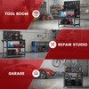 ENJOYWOOD Workbench with Dual Pegboards 3-Tier Adjustable Rolling Work Table