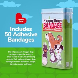 BioSwiss Vendas, vendas autoadhesivas con forma de perro feliz, cuidado de heridas estéril sin látex, suministros divertidos de botiquín de primeros a