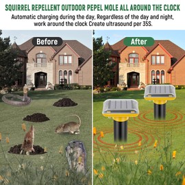Pestvanish Mole Repellent Solar Powered,2025 Upgraded Gopher Repellent Ultrasonic Solar Powered,Vole Repeller Outdoor for Lawns Garden Yard,Gopher Trap Killer for Mole,Snake (Yellow,4 Pack)