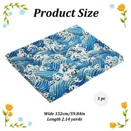 WEBEEDY Sea Wave Linen Fabric by The Yard Cotton Linen Cloth, 2.2 Yards 60'' Width Ocean Waves Fabric for Clothing DIY Sewing Craft Quilting Chairs Tablecloth Sofa Curtain Decoration