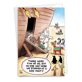 NobleWorks - Funny Birthday Greeting Card with 5 x 7 Inch Envelope (1 Card) Bday Ark Pinata C7951BDG