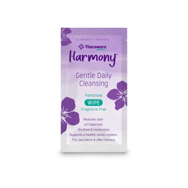 Theraworx Harmony Gentle Daily Cleansing Feminine Wipes Fragrance Free, Reduces Odor, Individually Wrapped, Travel Size – 15 Count