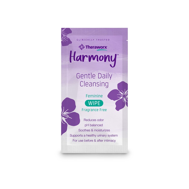 Theraworx Harmony Gentle Daily Cleansing Feminine Wipes Fragrance Free, Reduces