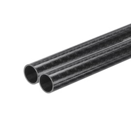 QUARKZMAN Pack of 2 Carbon Fibre Tubes, 12 x 14 x 330 mm, Glossy Surface Rod, 3K Roll-Wound, Pure Carbon Fibre Round Tube for RC Aircraft Multicopter