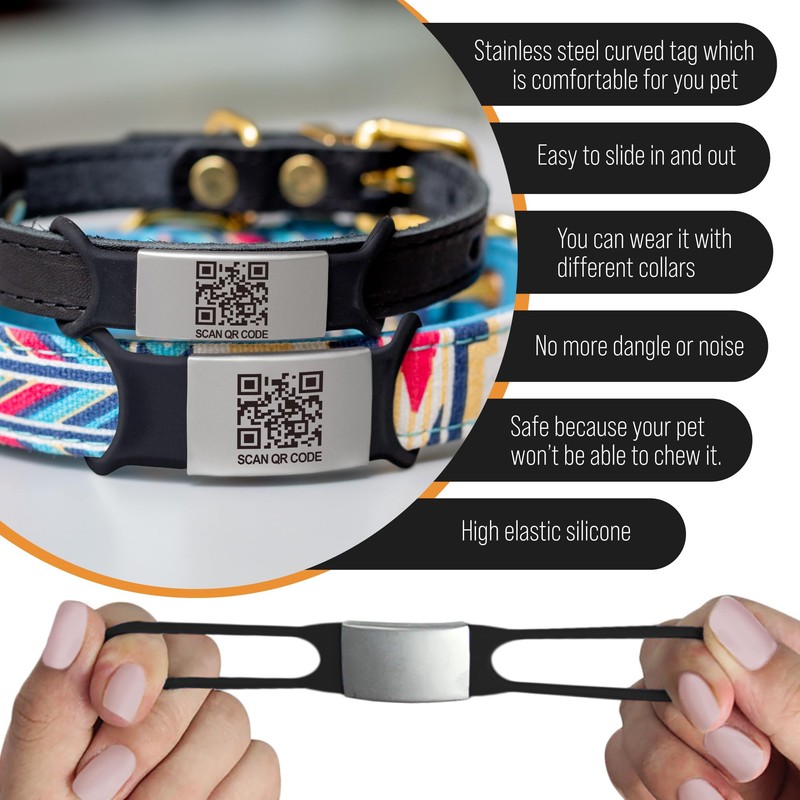 Smart Slide-On QR Code Pet Tag – Silent Dog &