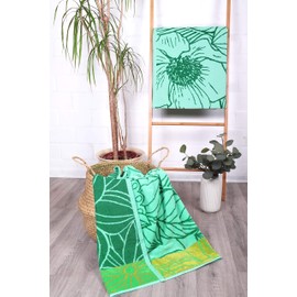 jilda-tex Beach Towel/Bath Towel, 90 x 180 cm, 100% Organic Cotton, Velour, Terry Cloth, Global Organic Textile Standard (GOTS), Bali, 90 x 180 cm
