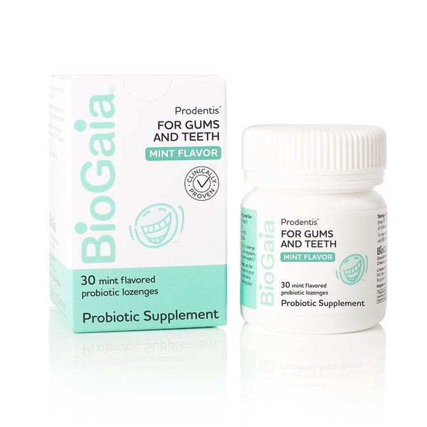 BioGaia Prodentis | Dental Probiotics for Teeth and Gums | Promotes Good Oral Health & Gut Health Too | Oral Probiotics | 30 Mint-Flavored Lozenges | 1-Pack