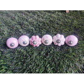 ATCUSA Premium Pink Knobs for Cabinets Drawers - Choose ur Pink Set - Vintage Styled Ceramic Knobs and Pulls Sets - Hand Painted Cabinets Drawers Dresser Knobs - Furniture Door Knobs (12)