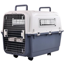 Elevon Plastic Kennels, Plastic Dog Crate, Airline Approved Pet Carrier for Dogs and Cats Longer Traveling, L