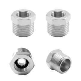 Fitvell Nickel Plated Brass Reducer Faucet Adapter G 1/2 Male to 3/8 Female Compression Pipe Fitting Water Supply Line Adapter with Gaskets for Kitchen Bathroom Plumbing Pipe Connector (Pack of 4)