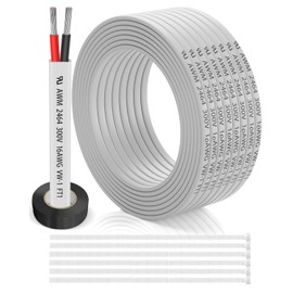 16 Gauge Wire 2 Conductor Electrical Wire 30FT, 16 AWG Flat 2 Wire Cable Tinned Copper/PVC Flexible/Stranded 16/2 Cord for Automotive, LED Lighting, 12V 24V Low Voltage Cable, Marine etc.