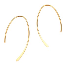 Minimalist Curved Wishbone Drop Earrings, Gold-Tone, Geometric Design