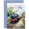 Traditional Male Birthday Card for Him - Watercolour Railway Station