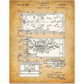 Pinball Machine - 11x14 Unframed Patent Print - Makes a Great Gift Under $15 for Game Room Decor