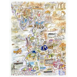 Tim Bulmer's Comical Lancashire Map Art - 1000-Piece Adult Jigsaw Puzzle, Large 66cm x 50cm Size. A Delightfully Challenging Yet Amusing Experience