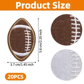 DAJISI 20PCS Football Iron on Patches, Football Clothes Patches for Holes Sports Embroidered Patch for Clothes Hats Jeans Sew On/Iron on Football Patches for Kids Boys Girls Adults（Dark Brown）