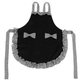 Bowknot Apron Multifunctional Cooking OilProof Waterproof Antifouling Apron for Kitchen(Black )