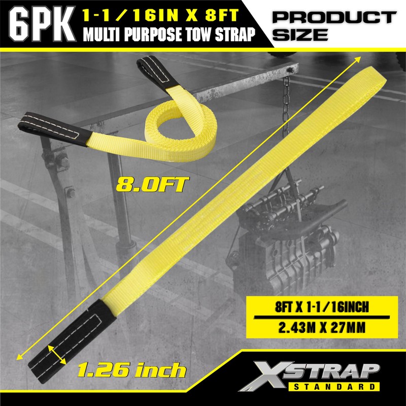 XSTRAP STANDARD 6PK 1" x8' Lift Sling Web Strap/Wear Guard