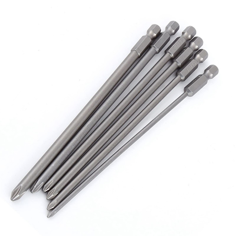 6-Piece Phillips Screwdriver Long Bits 150 mm 1/4 Inch Magnetic