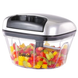 Manual Food Processor Vegetable Chopper, Geedel Pull Chopper with String, Food Chopper Vegetable Cutter for Veggies, Fruits, Salad, Onion, Ginger, Nuts.
