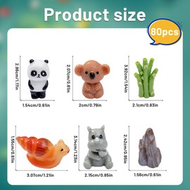pkaoakyo Miniature Small Animal Figurines, 80pcs of Mini Resin Animals, Forest Decoration Ornaments, Miniature Landscape Ornament Sets, Fairy Garden and Dollhouse Accessories