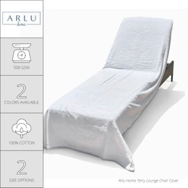 ARLU HOME Oversized Extra Large Luxury Chaise Pool/Lounge Chair Cover Towel - Fitted Elastic Pocket Won't Slide (White) Extra Deep Pocket for Thick Cushions. Protective, Absorbent, Easy Care