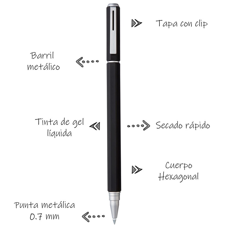 Pentel de México BL667A-A-EST Bolígrafo Energel Hexagonal, 0.7 mm, pack