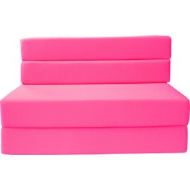 D&D Futon Furniture Folding Foam Mattress, Sofa Chair Bed, Guest Beds (Twin Size, Pink)