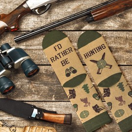 AGRIMONY Funny Hunting Socks for Men Dad Teen Boys - I’d Rather Be Hunting Novelty Silly Crazy Funky Socks - Hunters Accessories Birthday Valentines Fathers Christmas Fun Gifts Ideas Stocking Stuffers