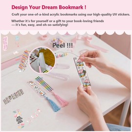 Qrhky 81 PCS DIY Bookmark Making Kit with 20 PCS Clear Acrylic Bookmarks, 20 PCS Tassels, 20 Book Lover UV DTF Wraps Stickers, Acrylic Book Mark Blanks for Crafts, Tags & Gifts