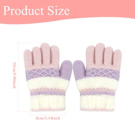 ALLY-MAGIC Kids Gloves, Knit Gloves for Winter, Stretchy Kids Mittens, Full Finger Gloves for Kids, Fluffy Warm Kids Knit Gloves for Boys and Girls Y9TWETZHST (Pink&Purple)