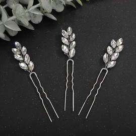 Rumtock 3pcs Rhinestones Beads Silver Hair Pins for Women Girls Wedding Bridal Vintage Hair Styling Jewelry (Silver)